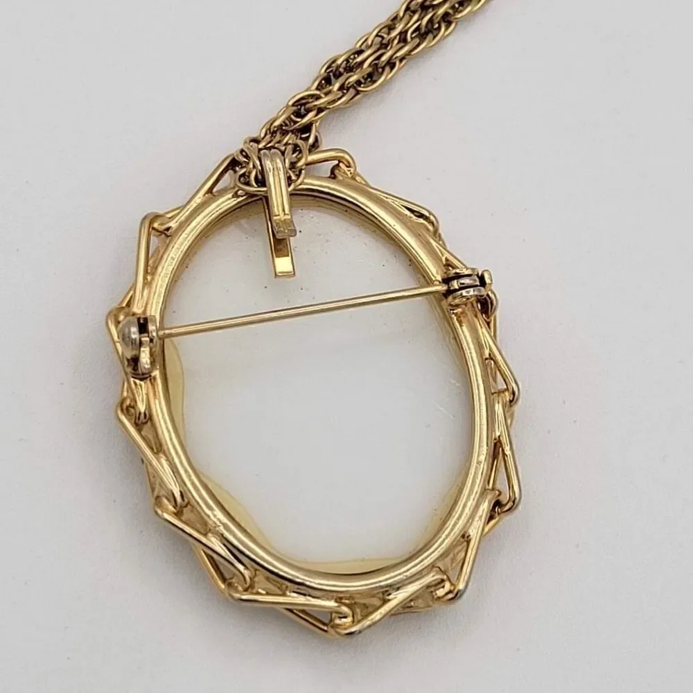 Cameo Style Floral Brooch & Pendant Style Necklace - Picture 3 of 11